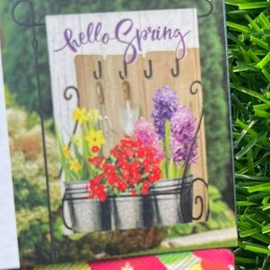 GARDEN FLAG SPRING 12.5 by 18" HELLO SPRING FLOWERS FLORAL COLORFUL HOUSE HOME
